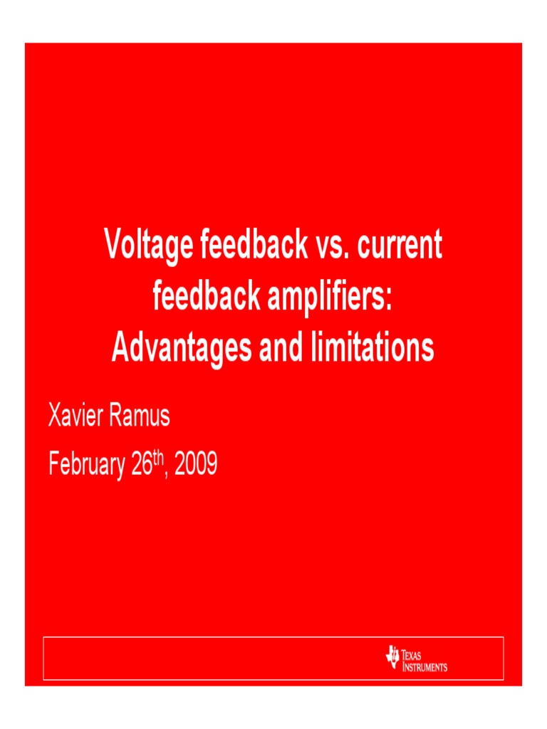 Current Feedback Vs Voltage Feedback Amplifiers PDF Amplifier
