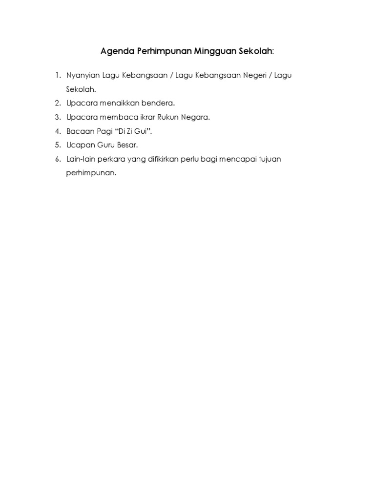 Agenda Perhimpunan Mingguan Sekolah