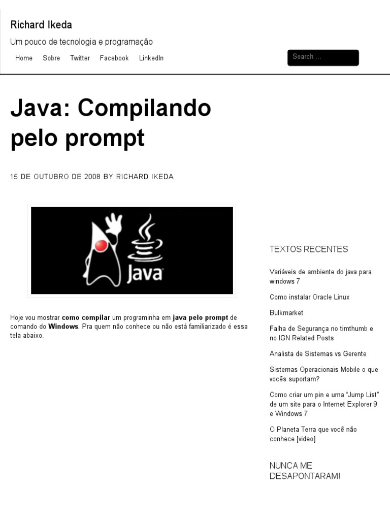 Java, Compilando Pelo Prompt - Richard Ikeda | PDF | Java (linguagem de ...