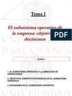Tema 1. El Subsistema Operativo de La Empresa - Objetivos y Decisiones