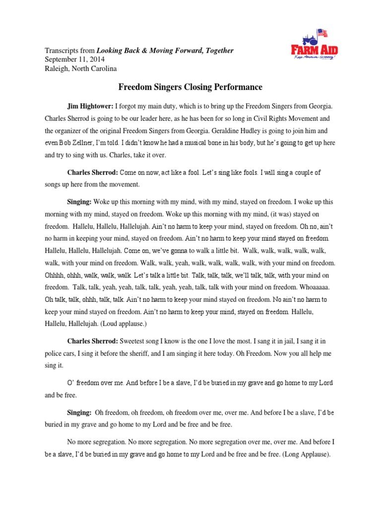 Freedom Singers Performance Transcript | PDF | Movements For Civil ...