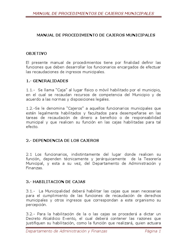Manual de Procedimiento de Cajeros Municipales Cheque