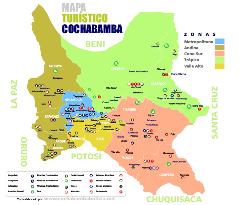 Mapa Turístico de Cochabamba y Zonas | PDF