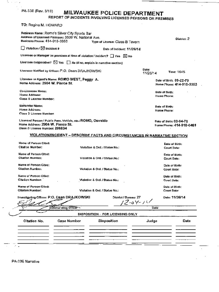 Milwaukee Police-Incident Report | PDF