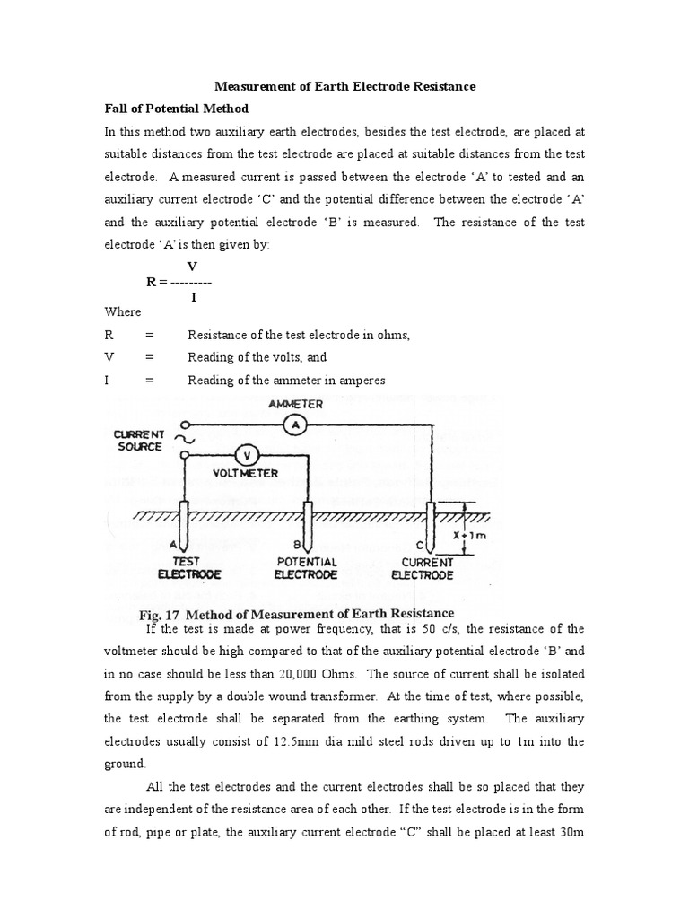 Earth Electrode Resistance Measurement Guide | PDF | Soil | Electrical ...