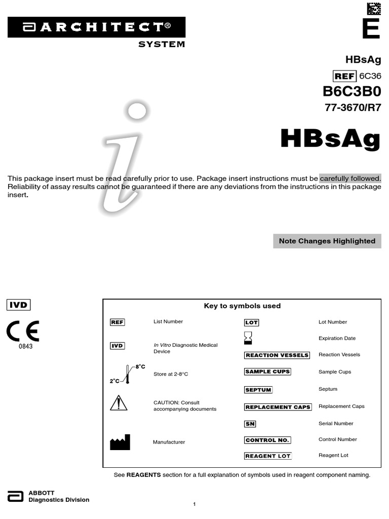 Package Insert Leaflet HbsAg Abbott Quantitative PDF Elisa Blood
