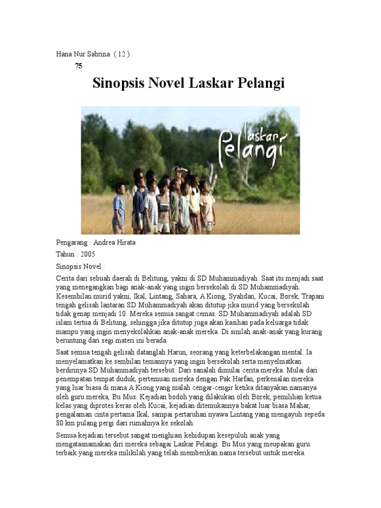 Contoh Resume Novel Laskar Pelangi