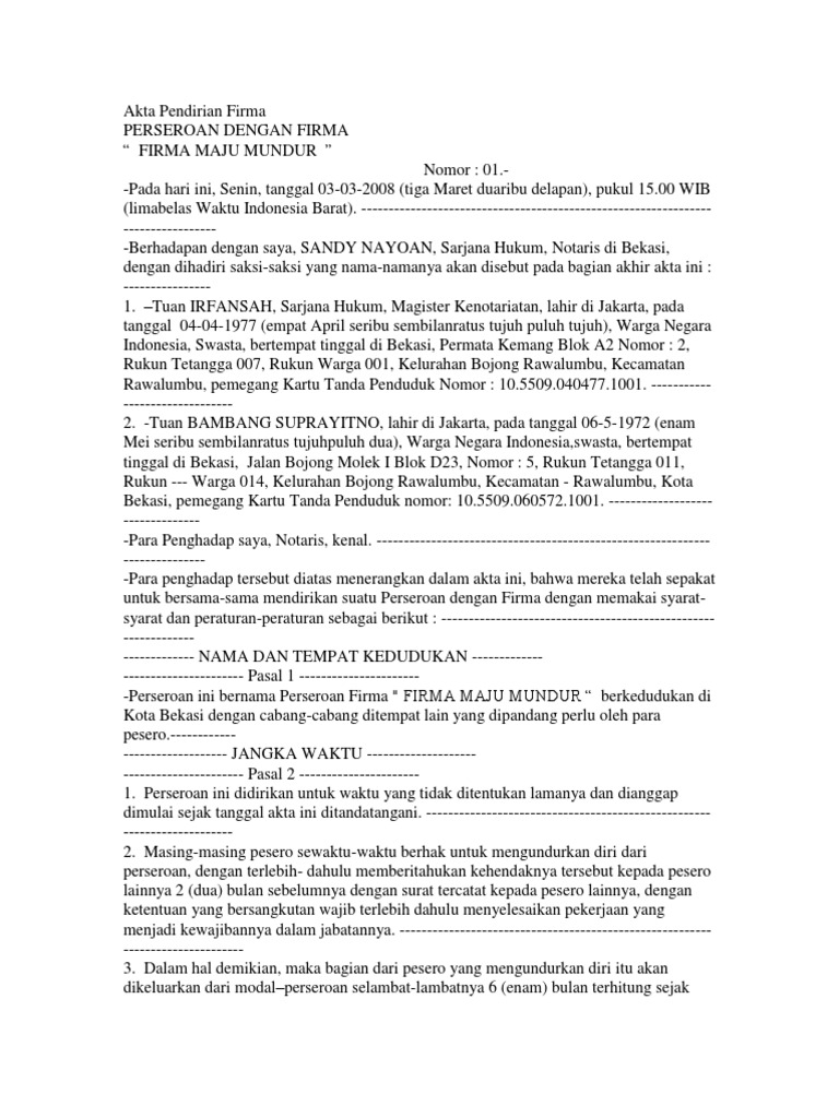 Akta Pendirian Firma Hukum