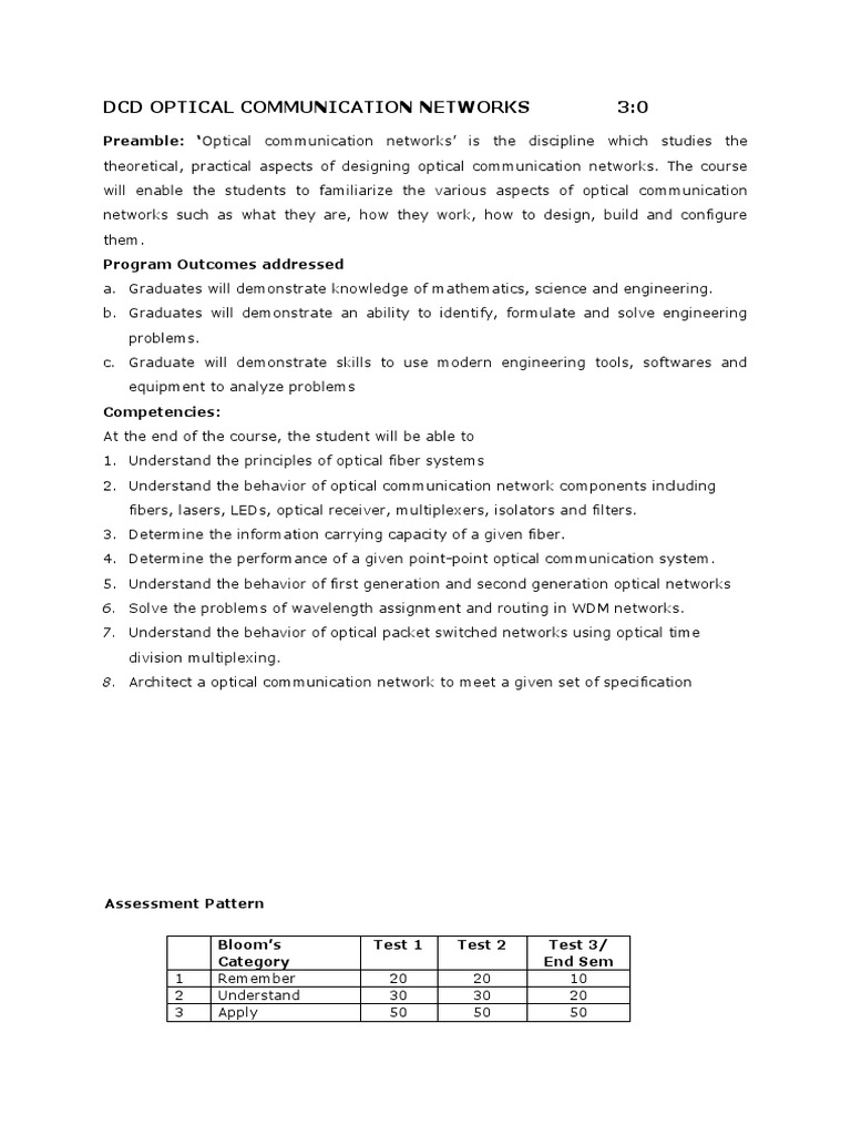 Optical Communication Networks Overview | PDF | Optical Fiber ...