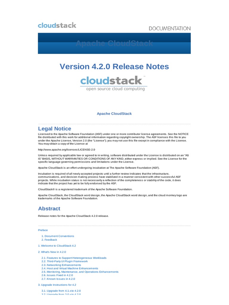 Apache CloudStack 4.2.0 Release Notes en US | PDF | Virtual Machine ...