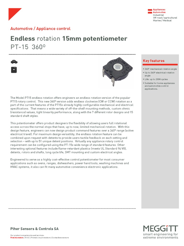 Datasheet Potentiometer Endless Resistor Exports