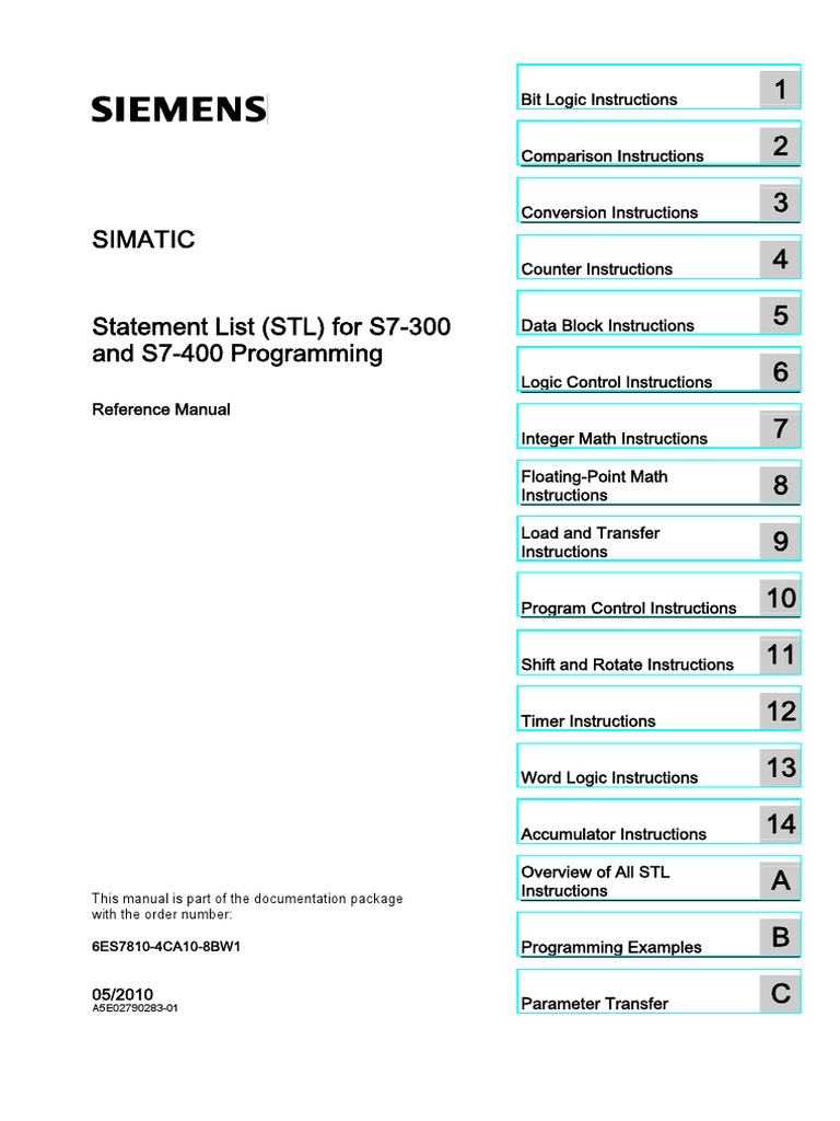Statement List (STL) For S7-300 PDF | PDF