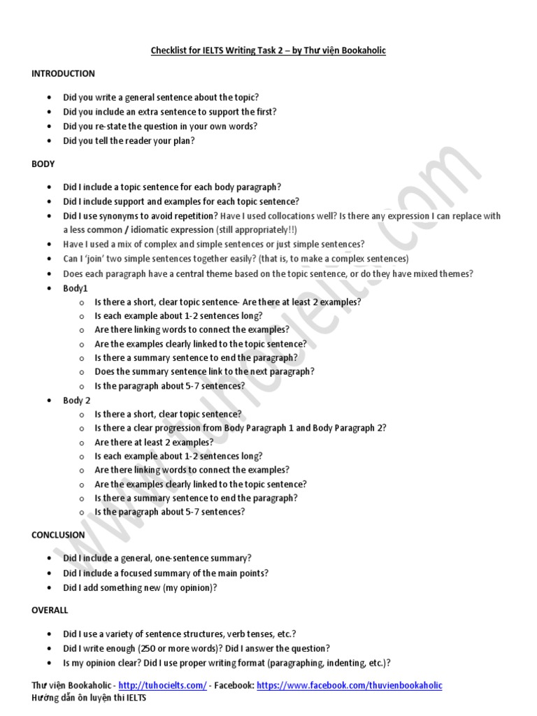 ielts writing essay checklist