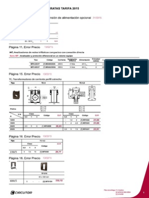 Circutor Tarifa 2015nac-Sp | PDF