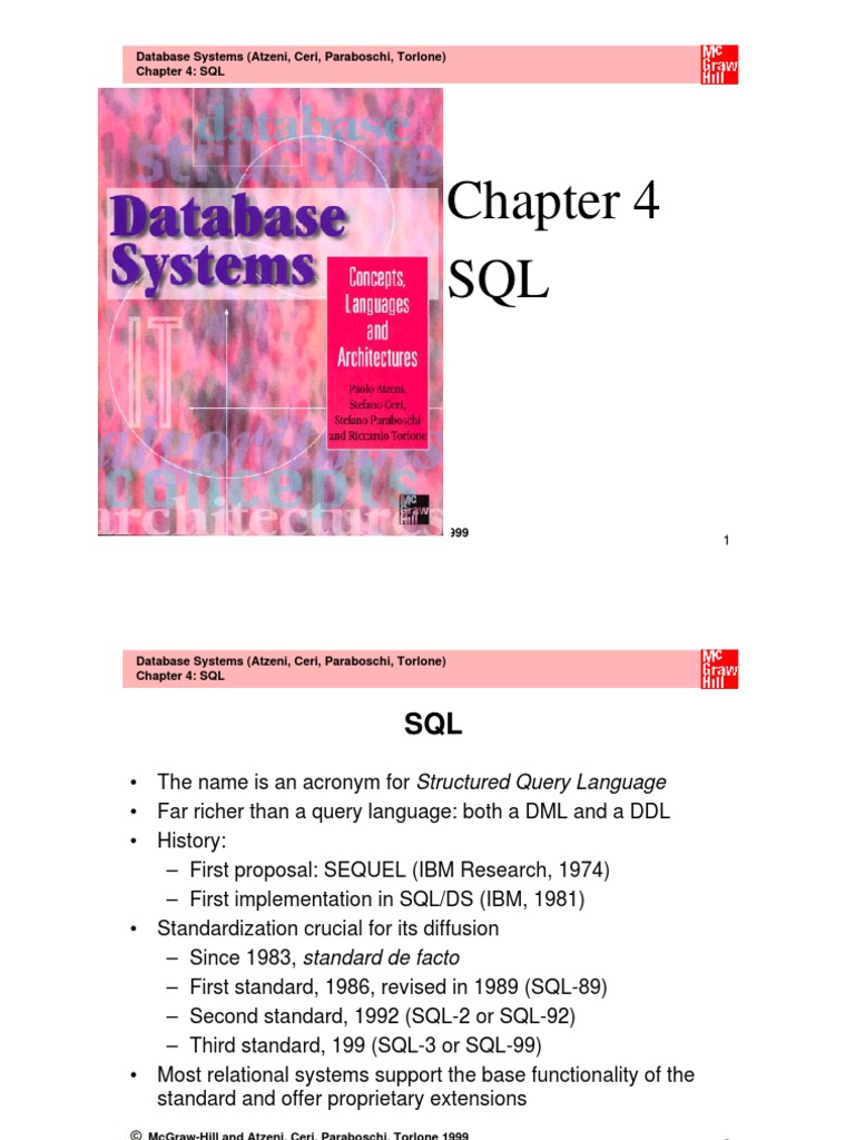 Part of Ebook Database Systems CHAPTER 4 SQL Atrzeni Ceri Paraboschi ...