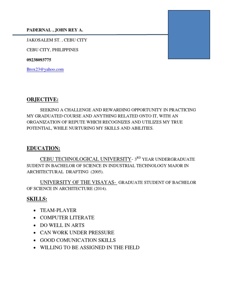 Objective:: Padernal, John Rey A | PDF | Career & Growth | Art