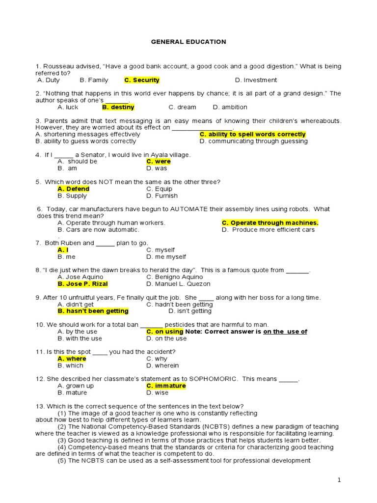 General Education Assessment Questions | PDF | Evaporation | Water