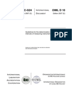OIML D010 (2007) - Guidelines for the Determination of Calibration Intervals of Measuring Instruments