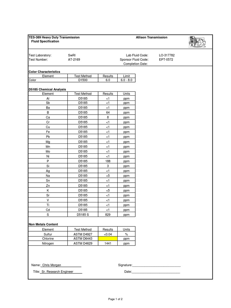 TES389 Heavy Duty Transmission Allison Transmission Fluid