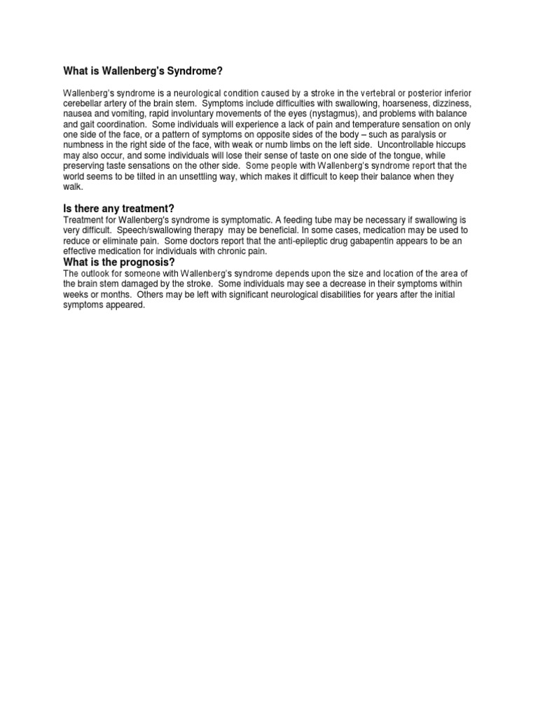 Understanding Wallenberg's Syndrome | PDF