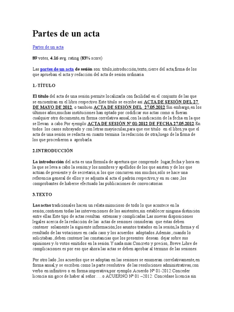 Estructura y partes de un acta | PDF | Gobierno | Política (general)