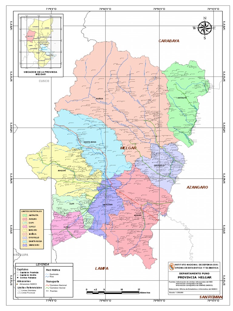 Mapa de Distritos de Melgar, Puno | PDF
