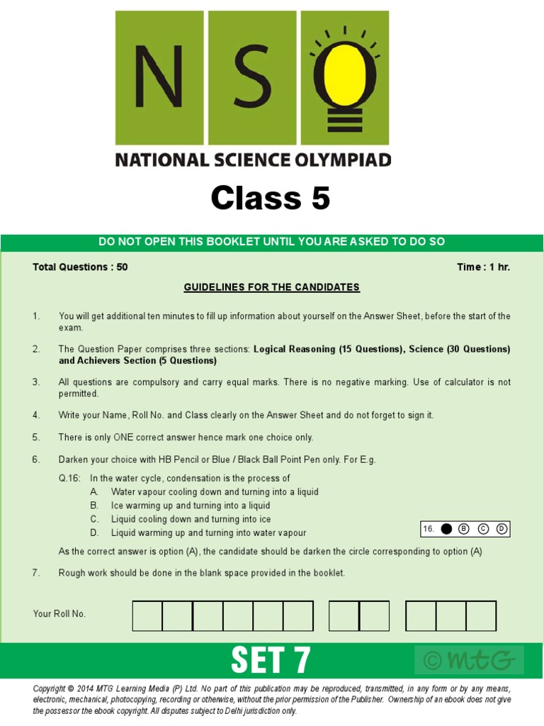Nso Level1 Class 5 Set 7 | PDF | Lever | Volcano
