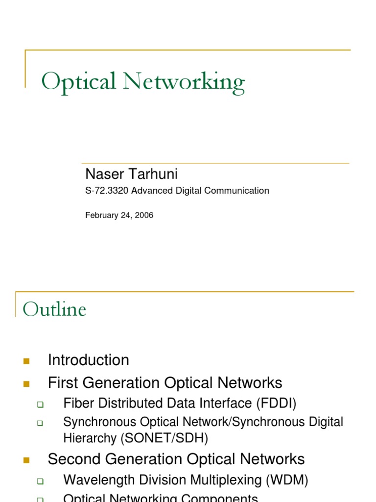 Overview of Optical Networking Systems | PDF | Wavelength Division ...