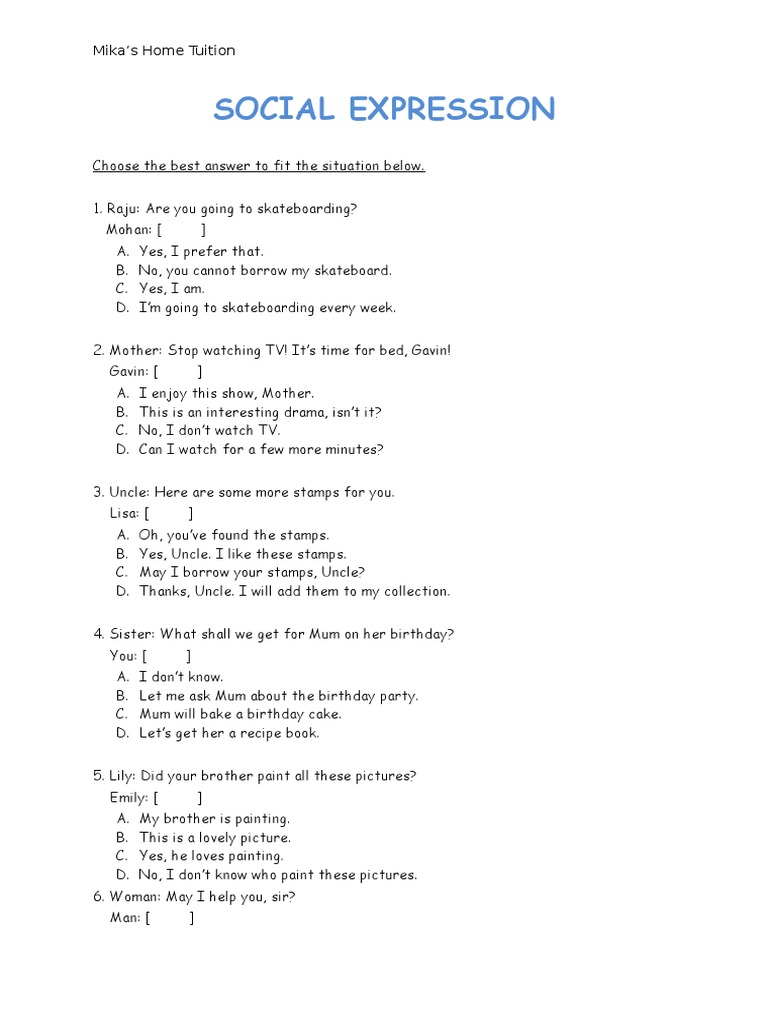 Social Expressions in Everyday Situations | PDF