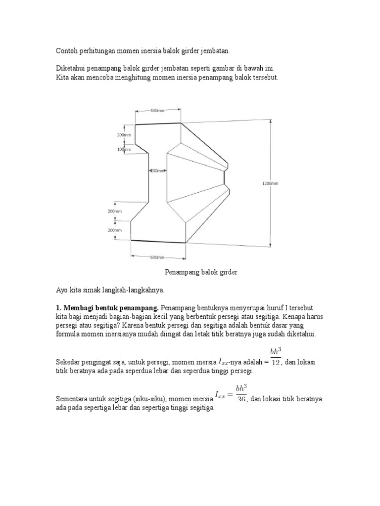 Contoh Perhitungan Momen Inersia Balok Girder Jembatan | PDF