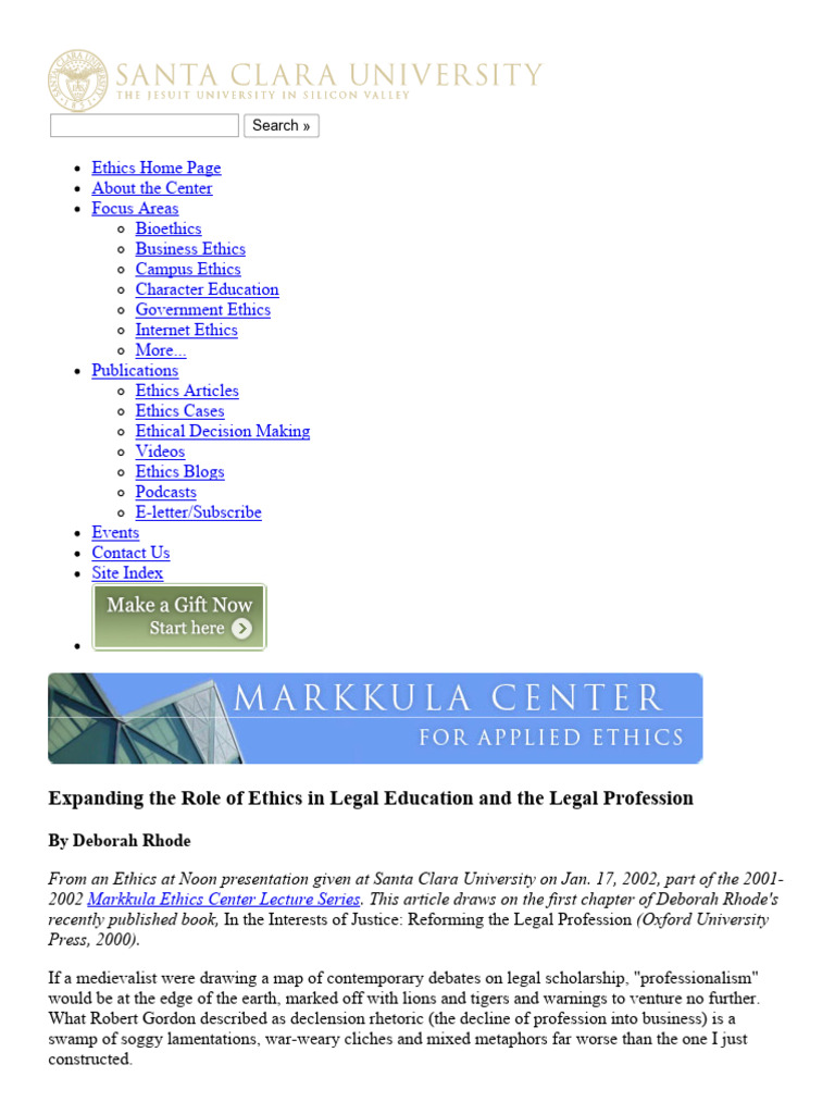Ethics in Legal Education and The Legal Profession PDF Practice Of Law Lawyer