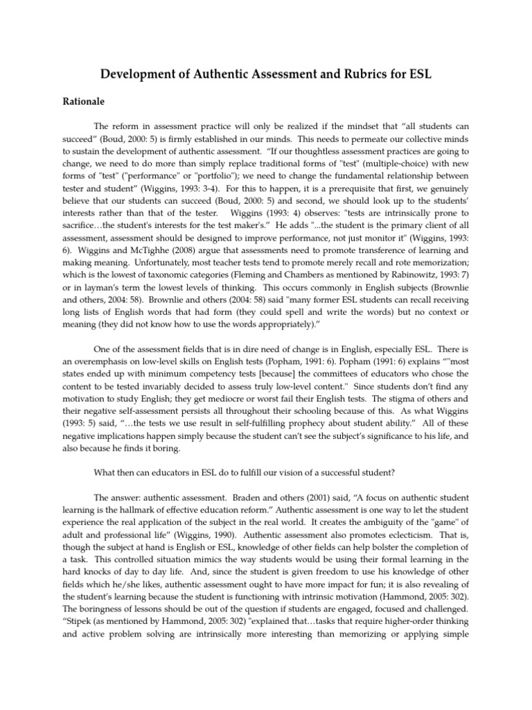 Authentic assessment picture