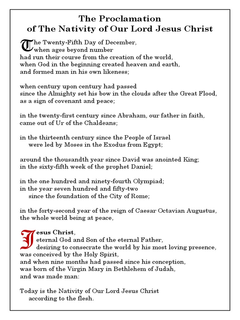 Christmas Proclamation Kalenda