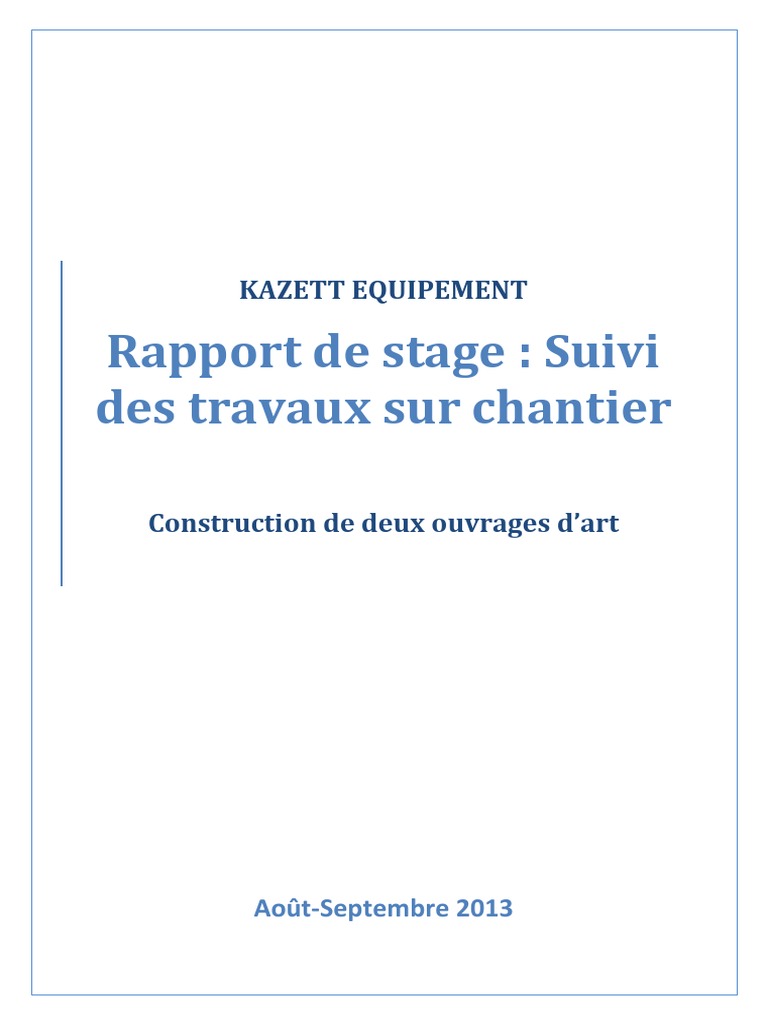 Rapport de Stage KAZETT  Pont  Forage