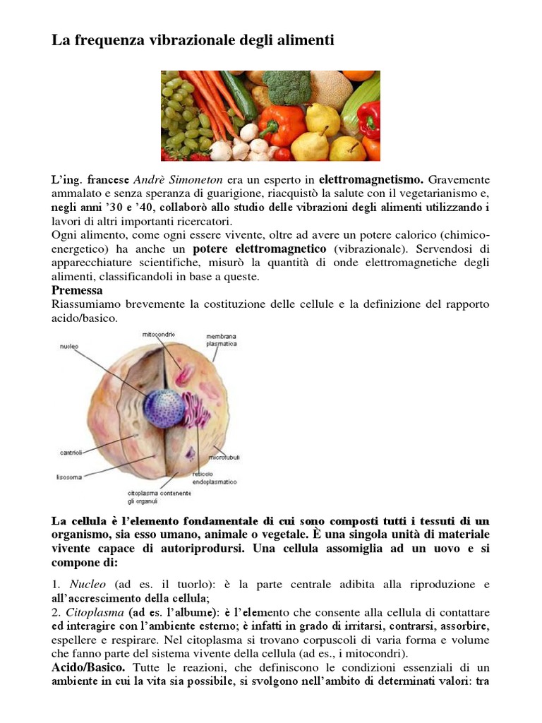 La Frequenza Vibrazionale Degli Alimenti | PDF, image size:768x1024