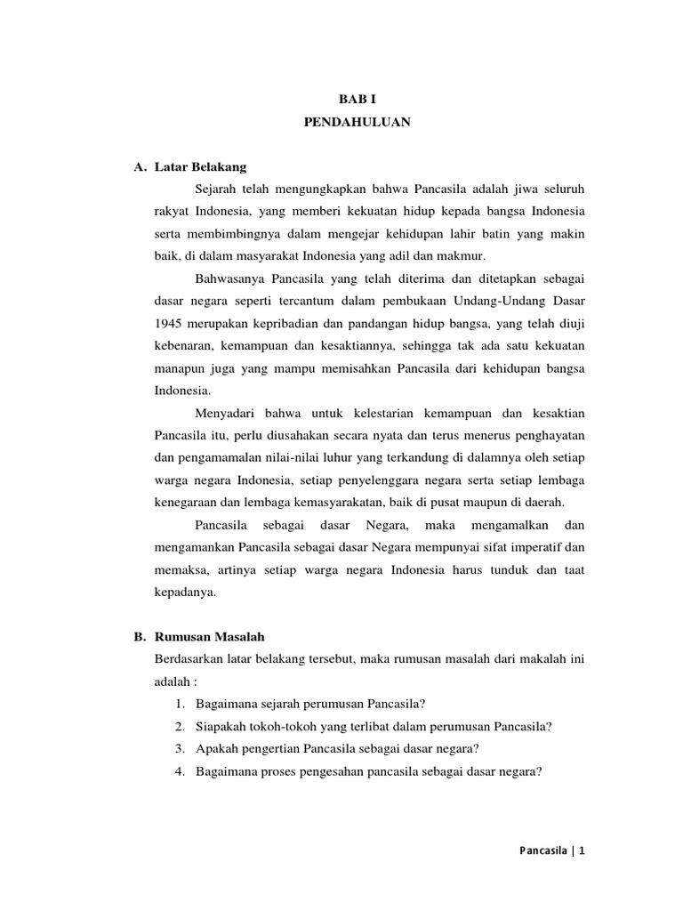 Makalah Sejarah Perumusan Pancasila Sebagai Dasar Negara