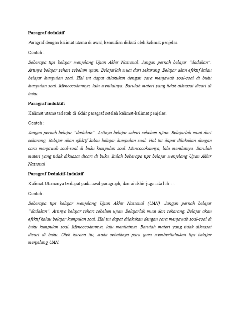 Contoh Soal Paragraf Induktif Ilmusosial Id