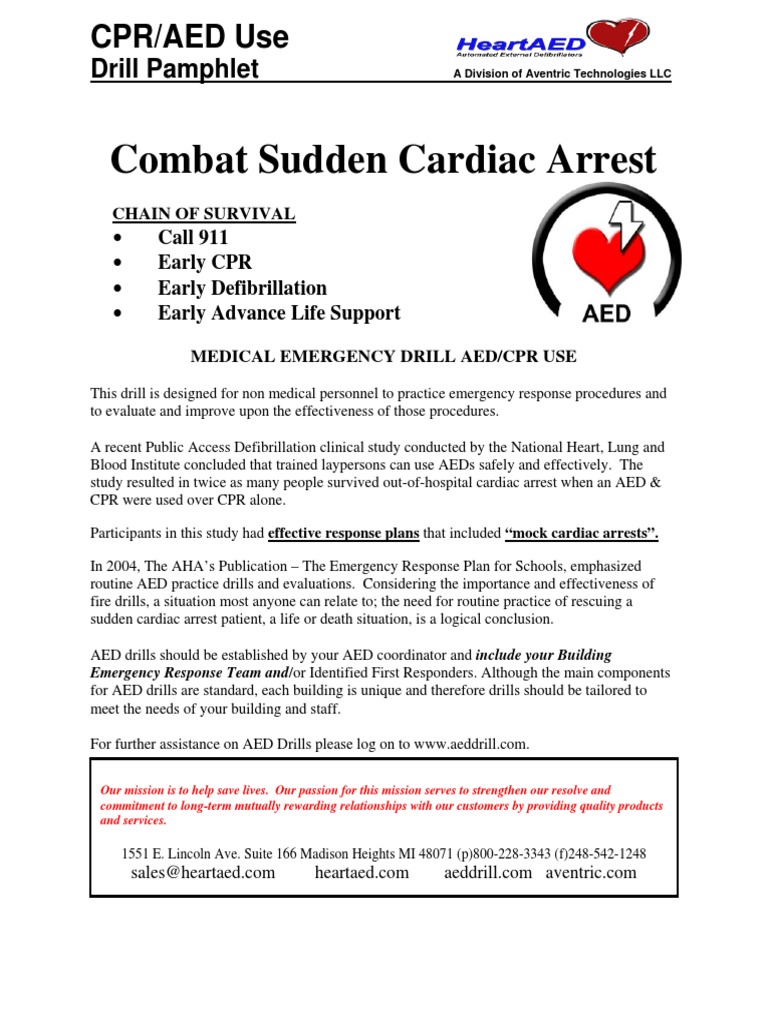 Emergency Drill CPRAED PDF Cardiopulmonary Resuscitation Cardiac