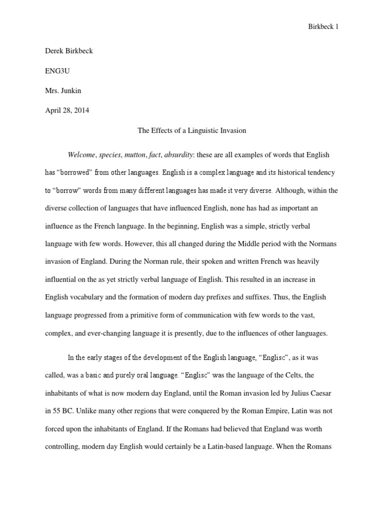 history of the english language essay