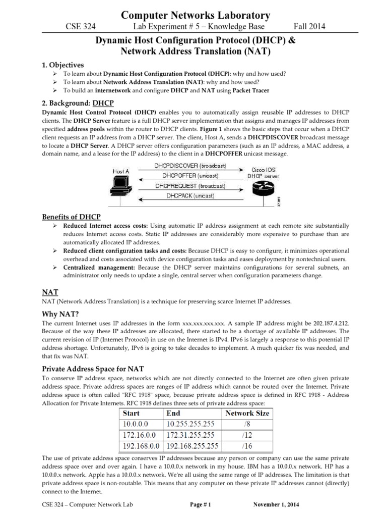 DHCP and NAT Configuration Guide | PDF | Ip Address | Router (Computing)