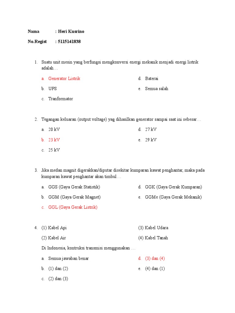 Soal Tes Interview Teknik Elektro