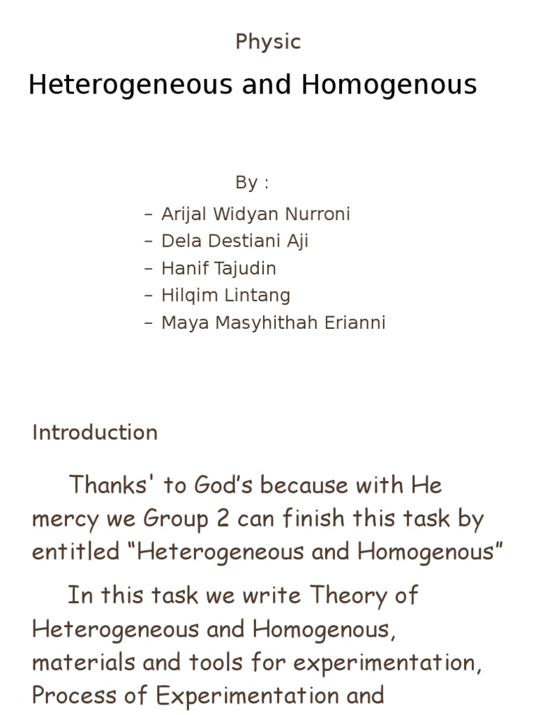 Heterogeneous and Homogeneous PDF Homogeneity And Heterogeneity