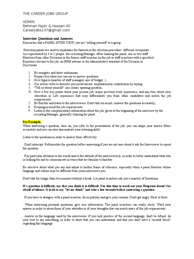 Interview Questions and Answers PDF Neuropsychology Behavioural