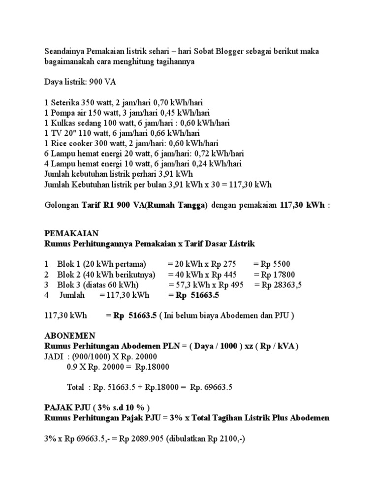 Seandainya Pemakaian Listrik Sehari Doc
