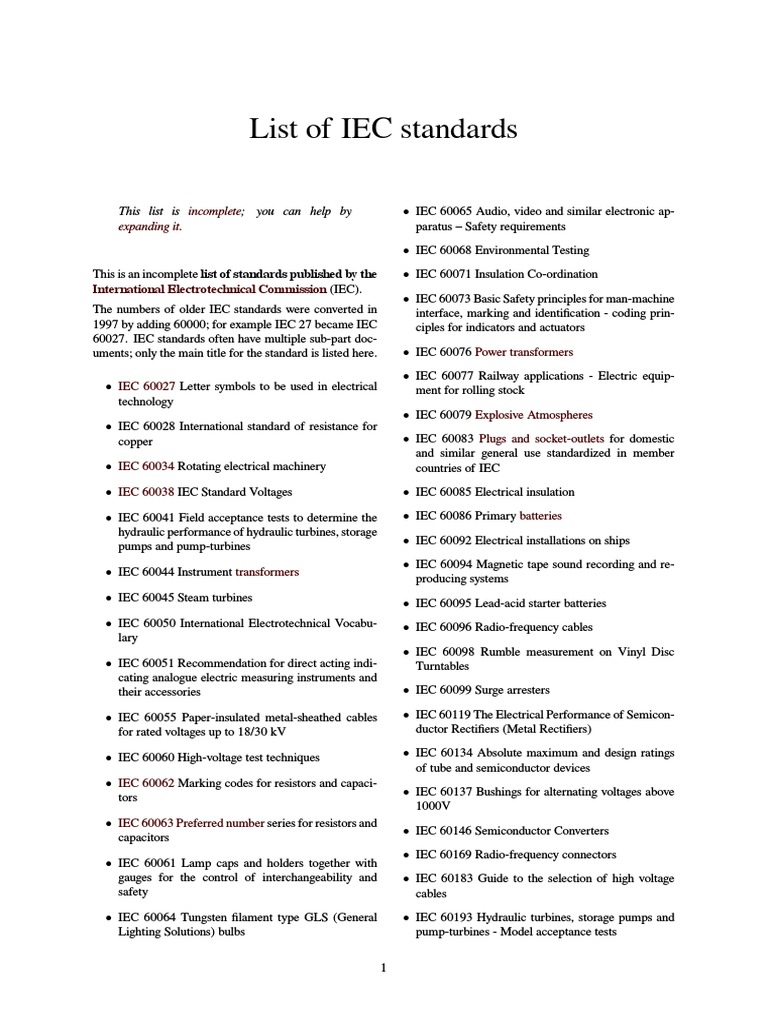 List Of Iec Standards Pdf Home Garden Computers