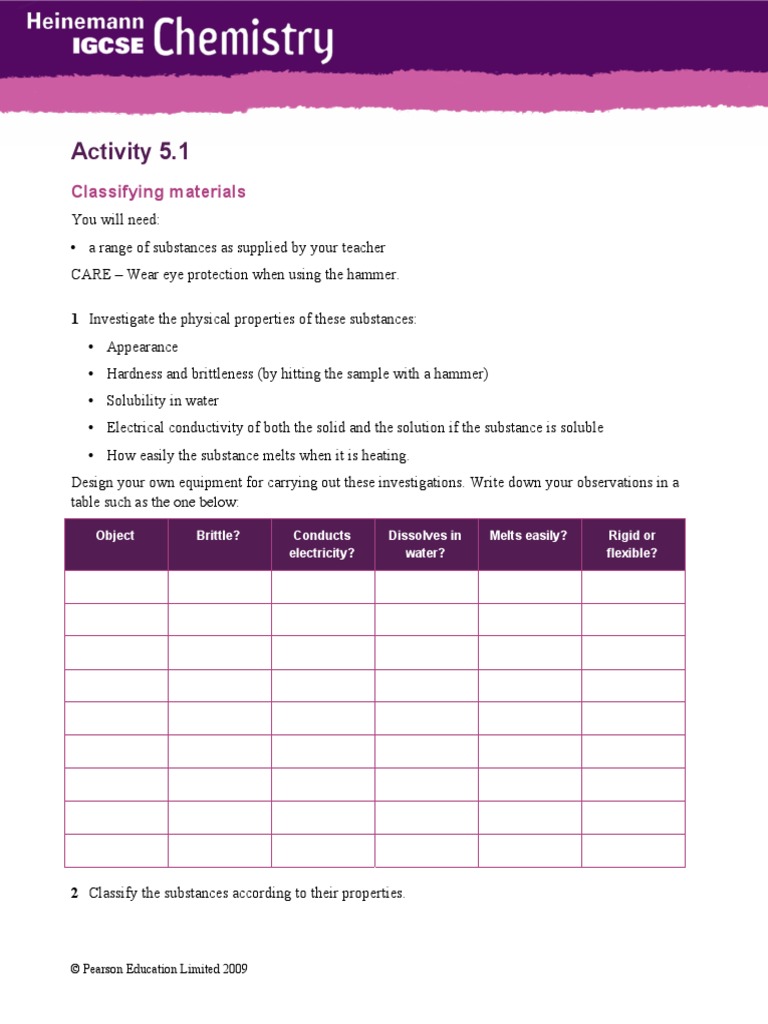 Classifying Materials by Physical Properties | PDF