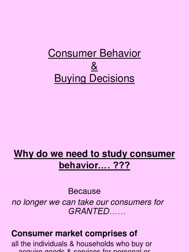 Consumer Behavior & Buying Decisions | PDF | Consumer Behaviour | Behavior