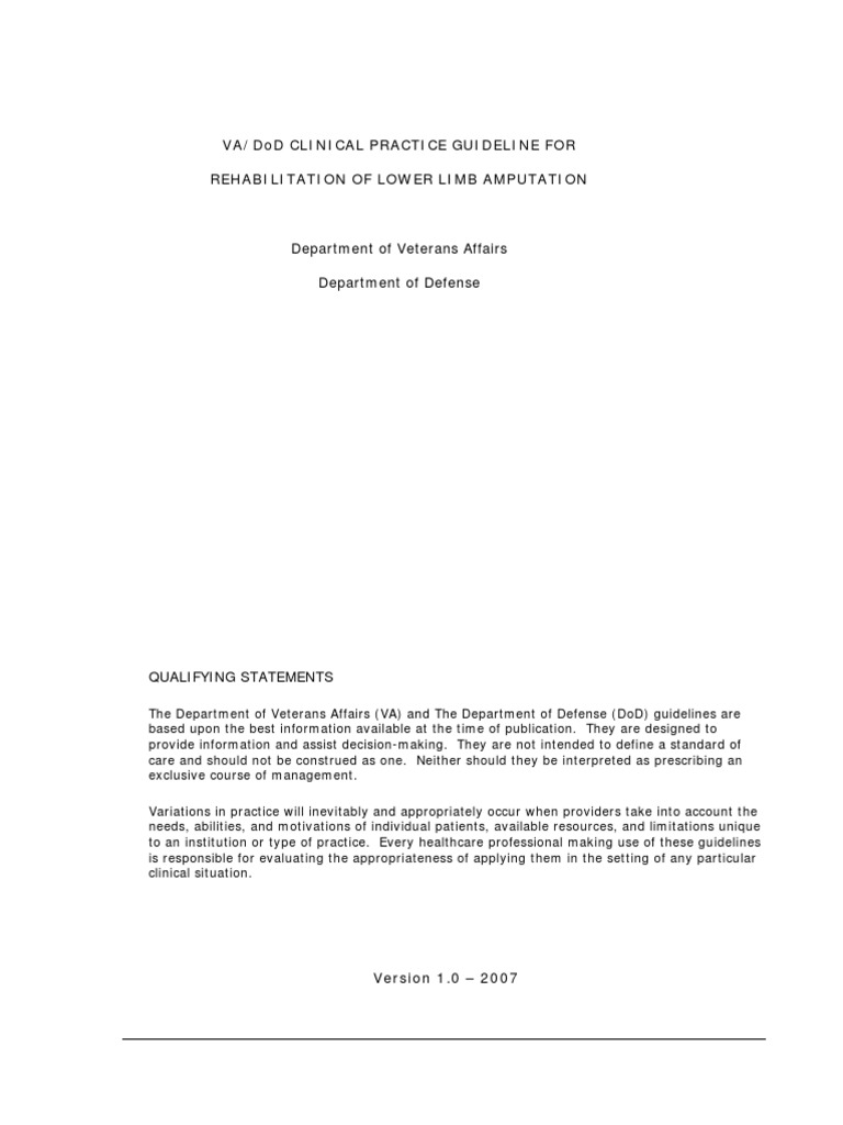 Guideline For Rehabilitation Lower Limb Amputees | PDF | Veterans ...