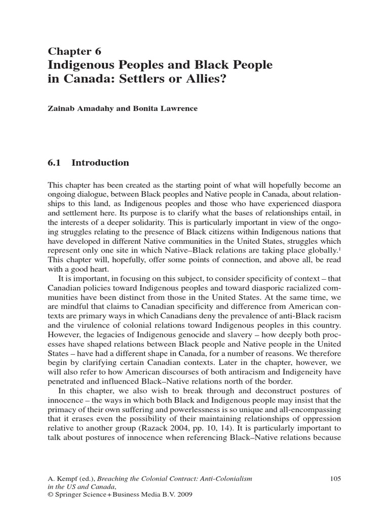 Indigenous Peoples and Black People in Canada | PDF | Black People ...