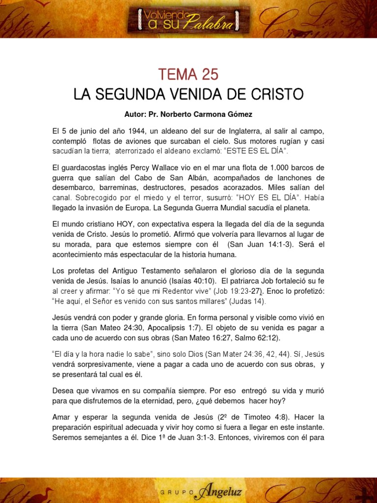 La Segunda Venida de Cristo | PDF | Segundo advenimiento | Cristo (título)